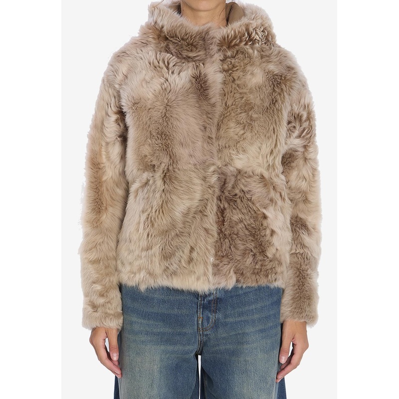 Zip-Up Lamb Fur Jacket Cream wrtwfr_FR 36