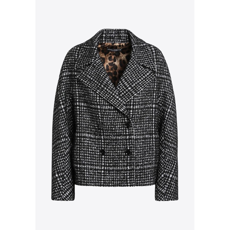 Double-Breasted  Houndstooth Wool Coat Gray wrtwit_IT 38