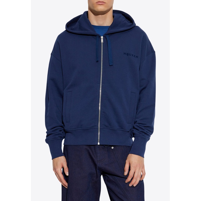 Hooded Sweatshirt with Embroidered-Logo Navy mrtwstd_M