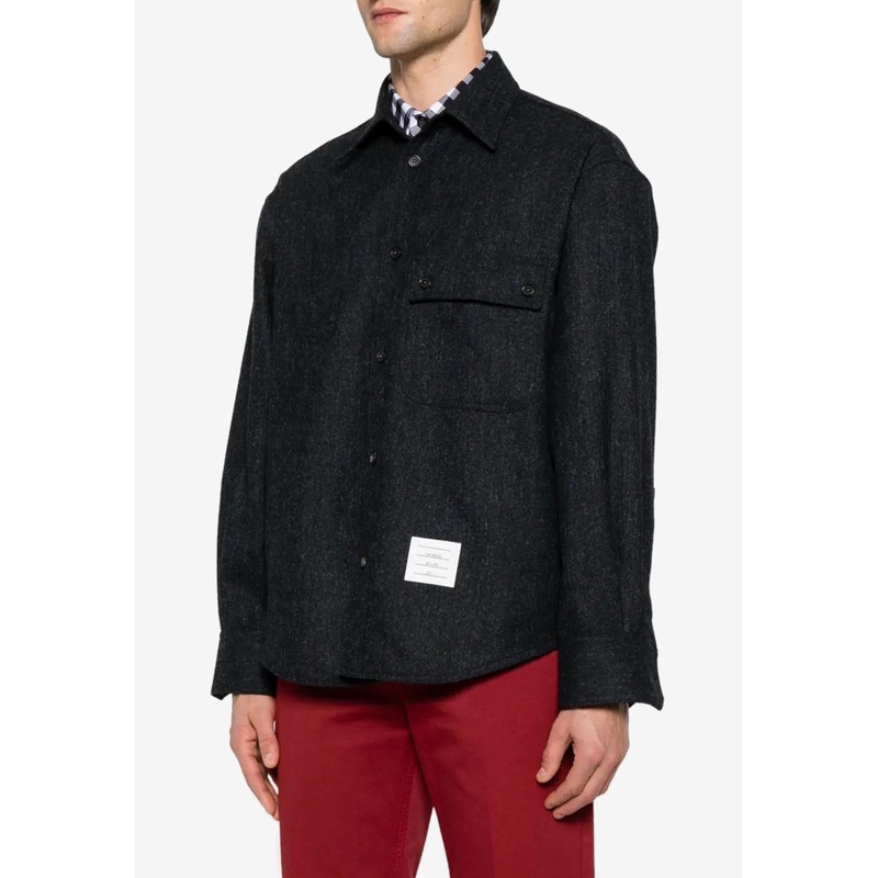 Name Tag Patch Oversized Tweed Shirt Midnight Blue mrtwstd_2