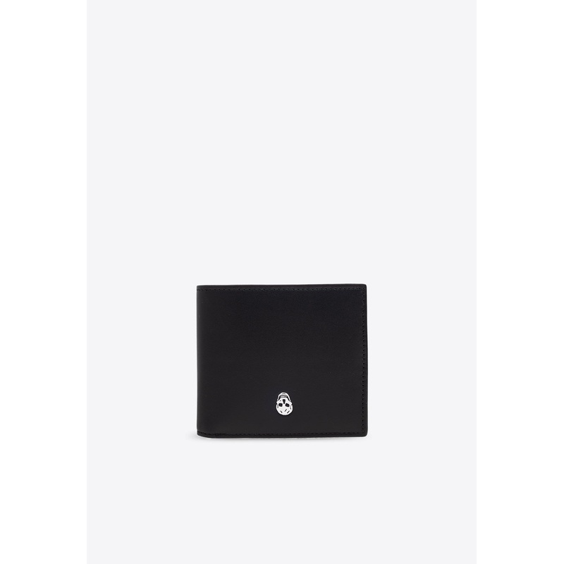 Skull Bi-Fold Leather Wallet Black Onesize