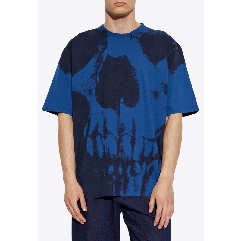 Skull-Print Crewneck T-shirt Blue mrtwstd_S