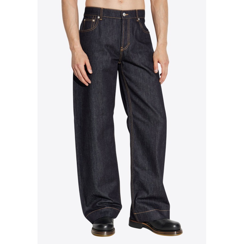 Straight-Leg Jeans with Logo-Patch Navy mrtwit_IT 50