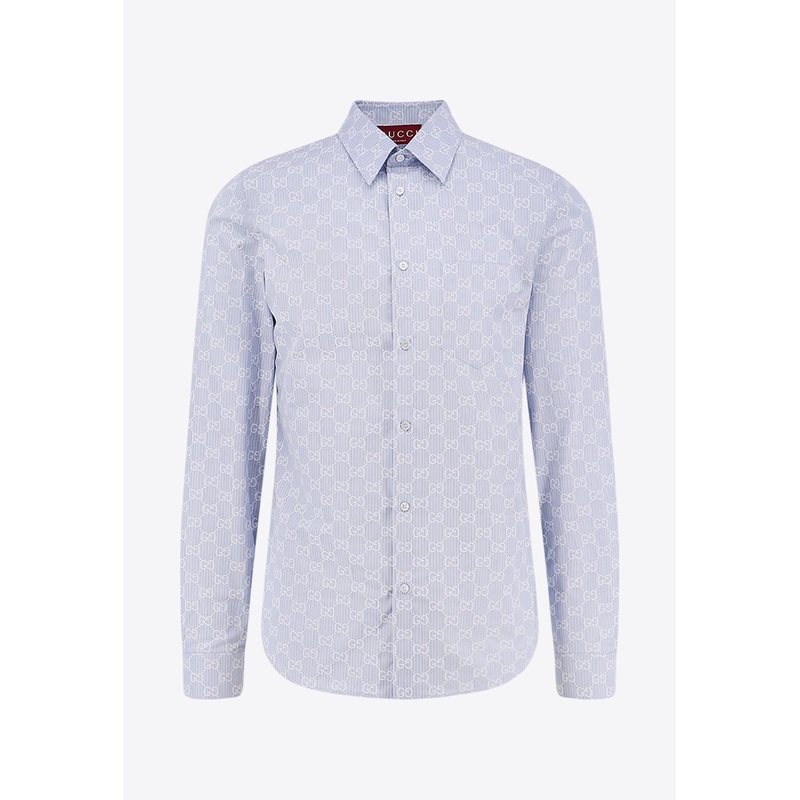 Striped GG Jacquard Long-Sleeved Shirt Blue mrtwshirtsam_UK 15+
