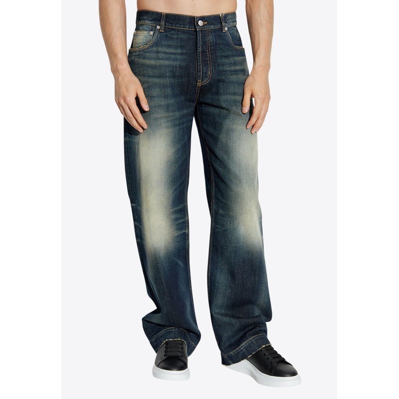 Vintage-Effect Straight-Leg Jeans Navy mrtwit_IT 48