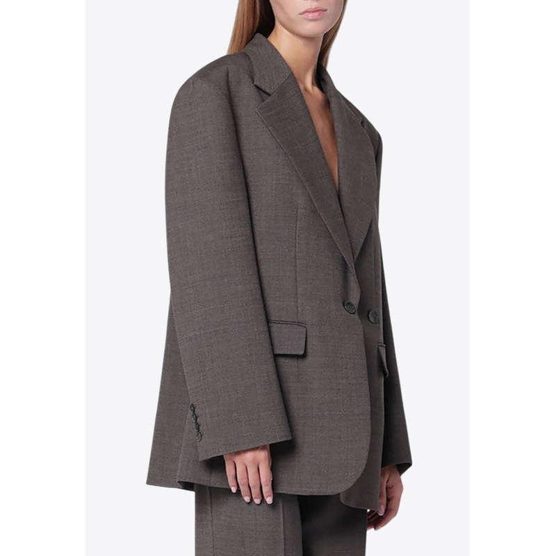 Wool-Blend Double-Breasted Blazer Gray wrtwstd_XS