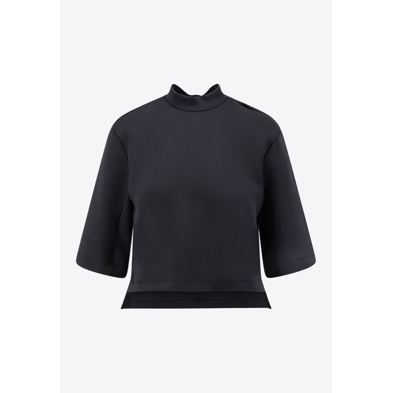 X EE72 by Edward Enninful Neoprene Cropped T-shirt Black wrtwstd_XS
