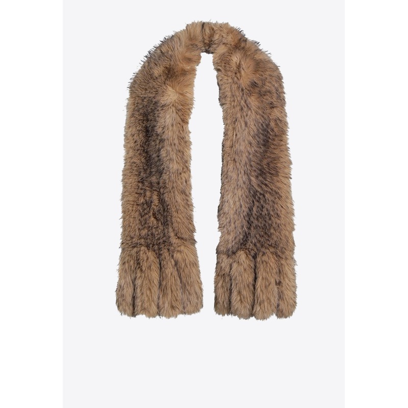 Faux Fur Plush Scarf Beige Onesize