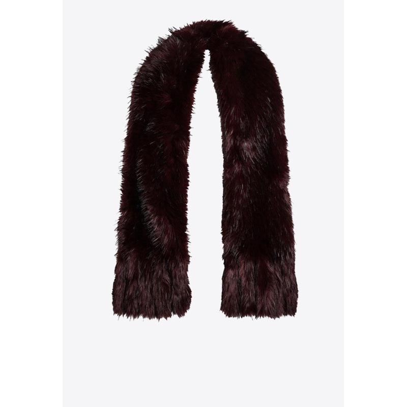 Faux Fur Plush Scarf Burgundy Onesize