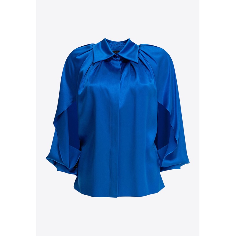 Salice Silk Satin Blouse Blue wrtwit_IT 42