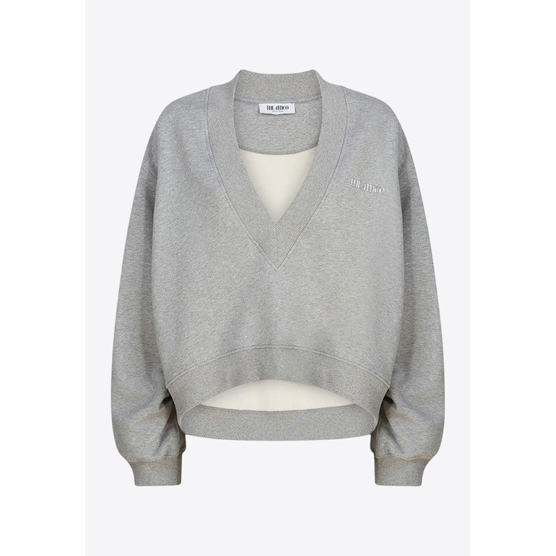 V-neck Cropped Sweatshirt Gray wrtwit_IT 38