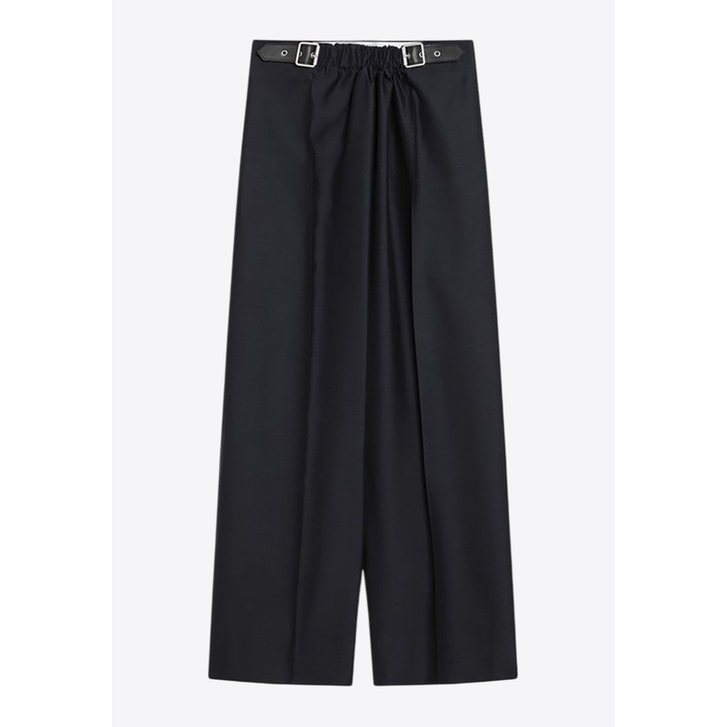Wool and Silk Pants with Belt Navy wrtwfr_FR 36