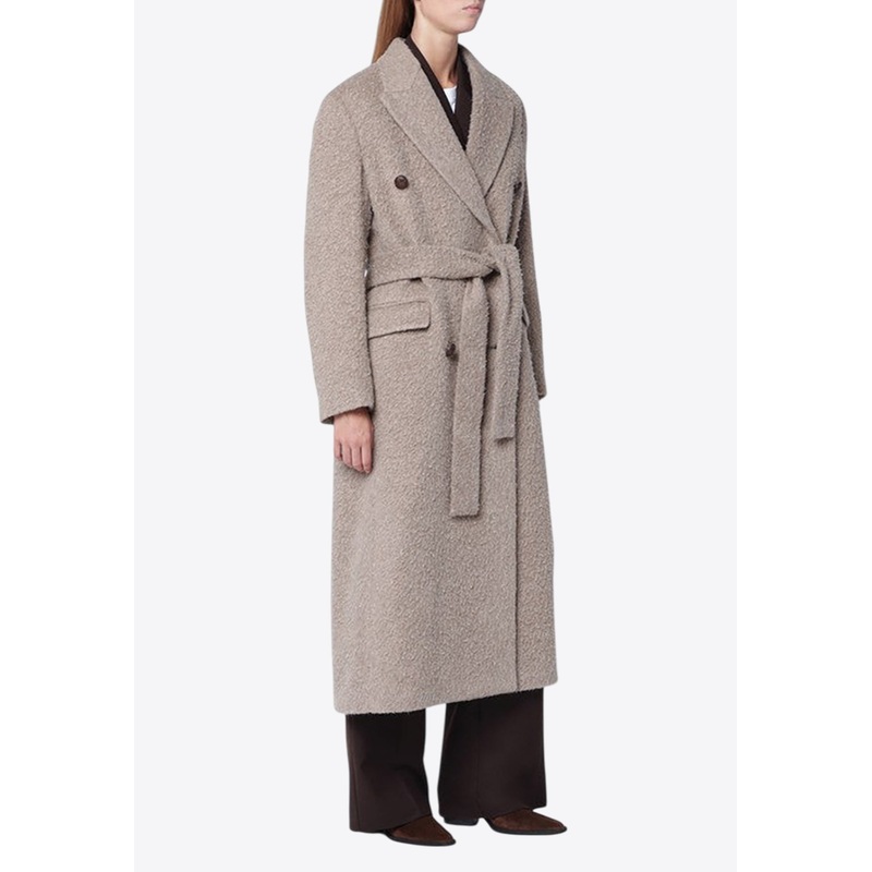 Wool-Blend Belted Coat Gray wrtwit_IT 38