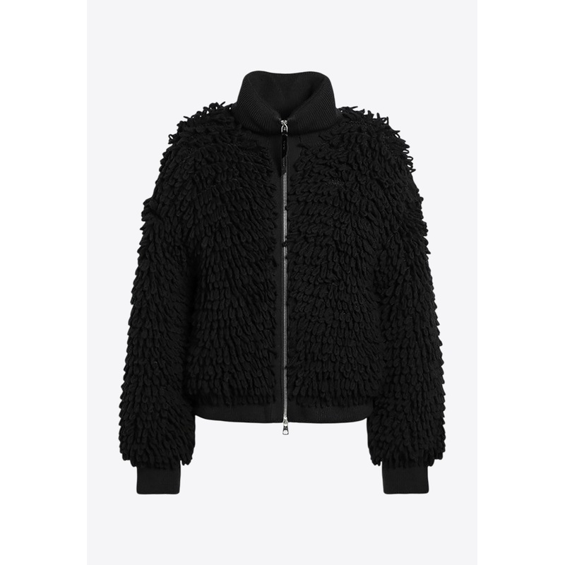 Wool-Blend Zip-Up Cardigan Black wrtwstd_S