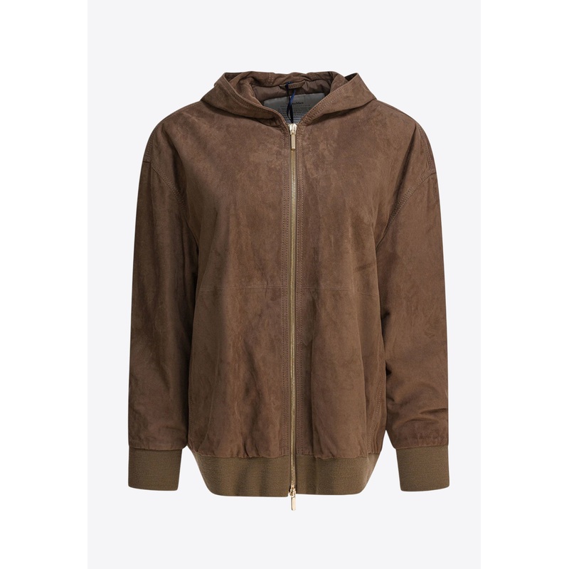 Zeno Zip-Up Hooded Suede Jacket Brown wrtwit_IT 40