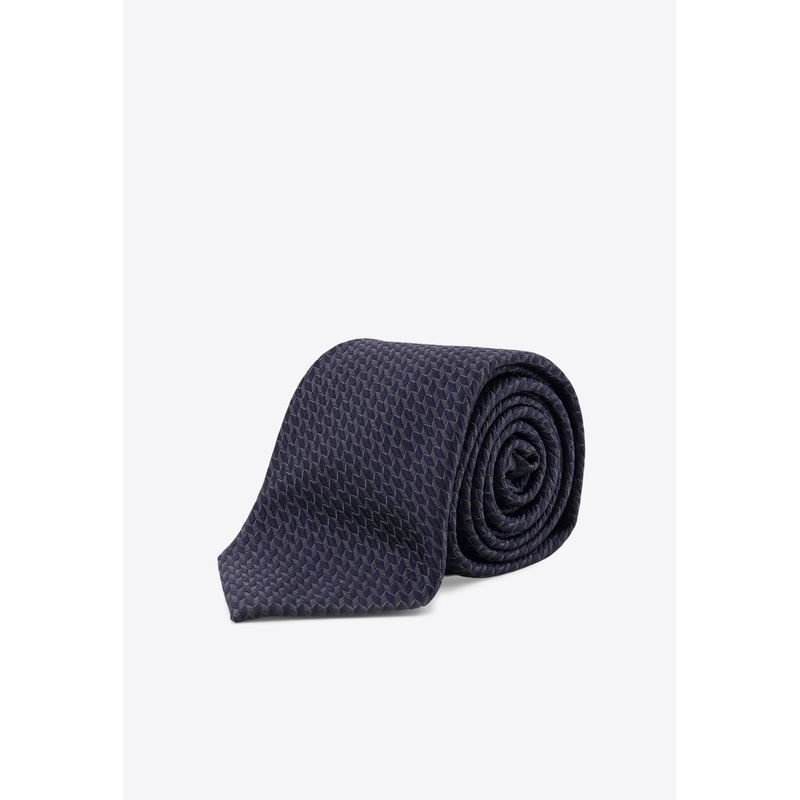 All-Over Micro Pattern Silk Tie Navy Onesize