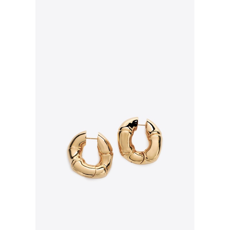 Bamboo Hoop Earrings Gold Onesize