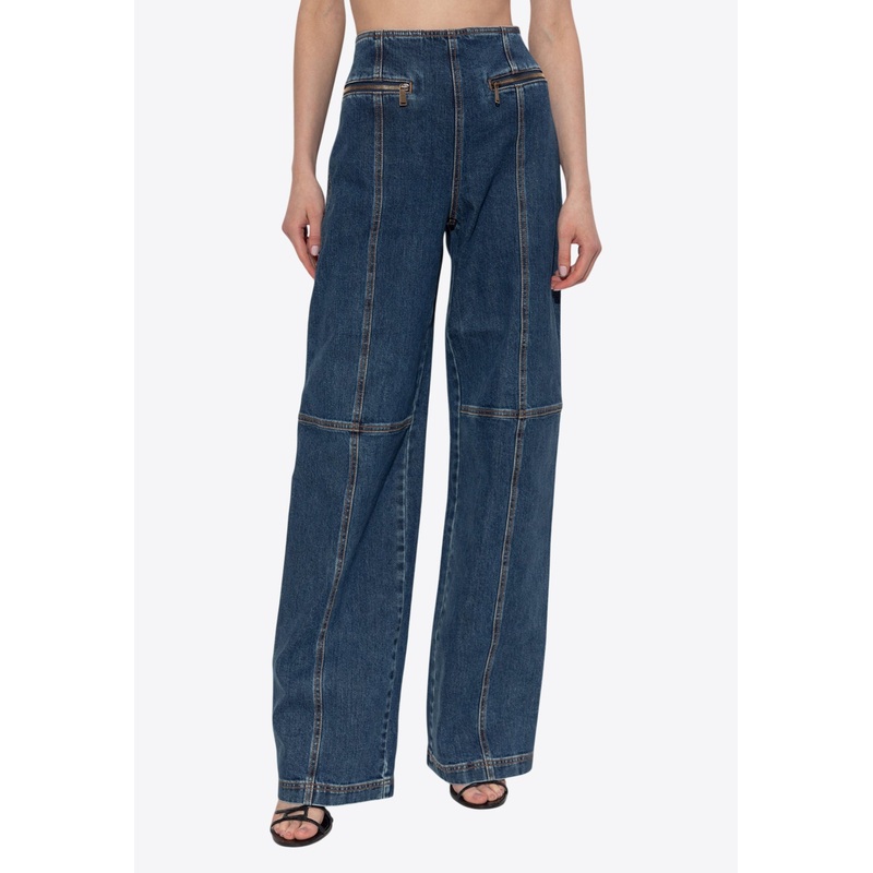 Embossed Logo High-Rise Jeans Navy wrtwbottoms_25