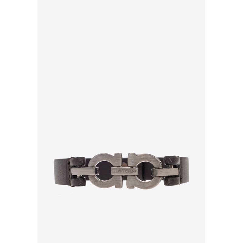 Gancini Leather Bracelet Brown Onesize