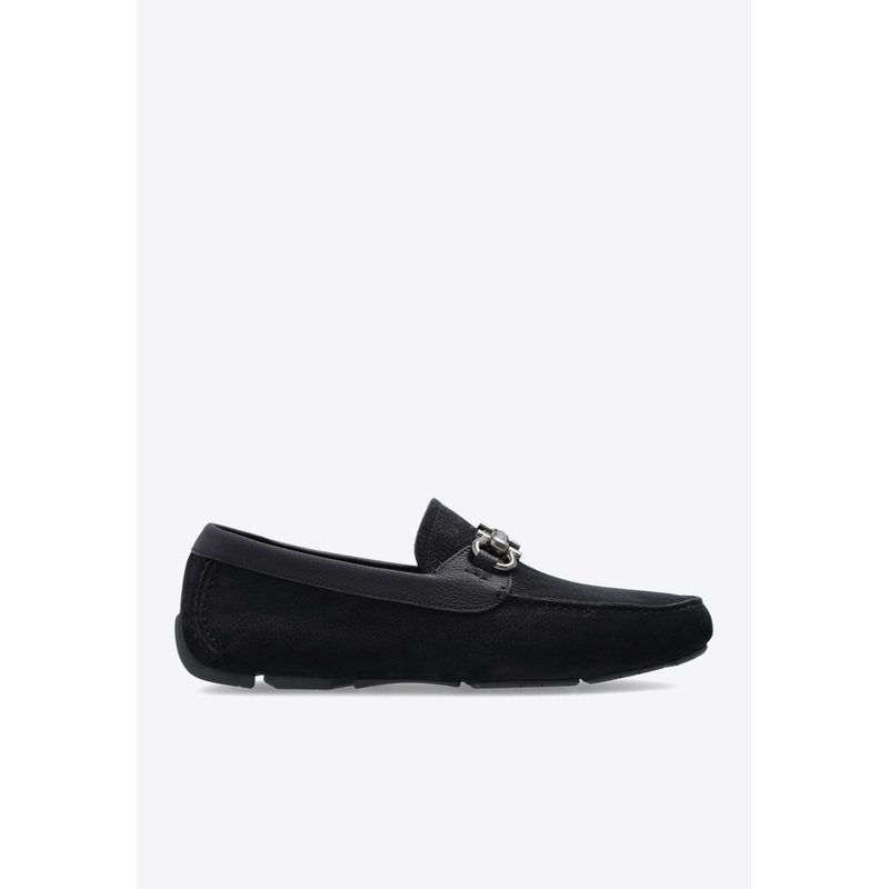 Parigi Double Gancini Suede Loafers Navy mshoesus_US 6