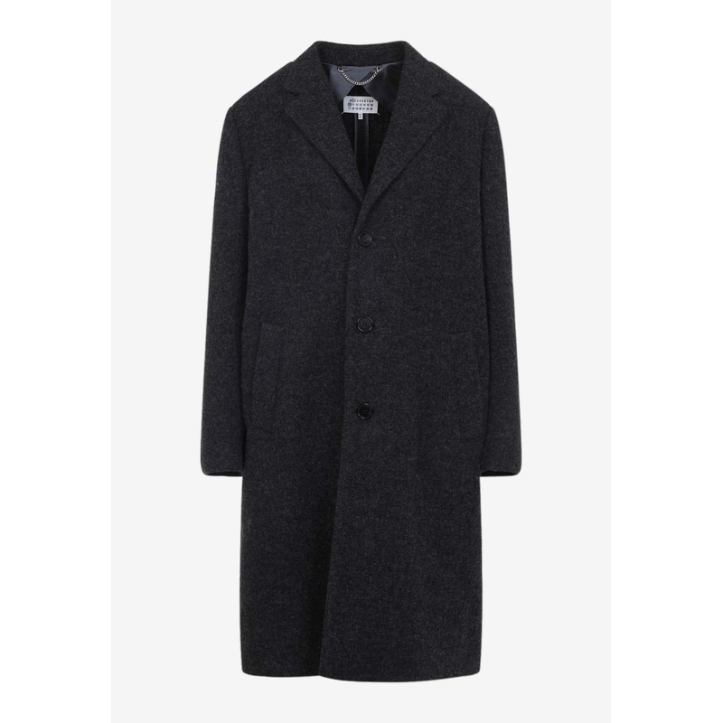 Single-Breasted Knee-Length Virgin Wool Coat Gray wrtwit_IT 38