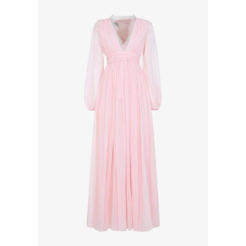V-neck Silk Maxi Dress Pink wrtwit_IT 40