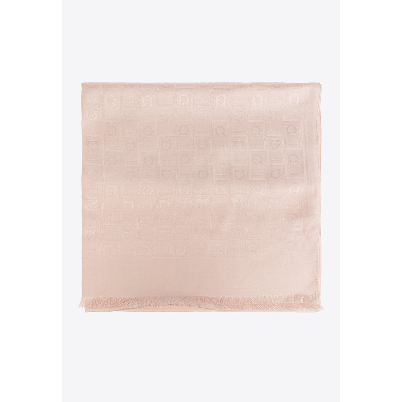 Wool and Silk Monogram Scarf Pink Onesize