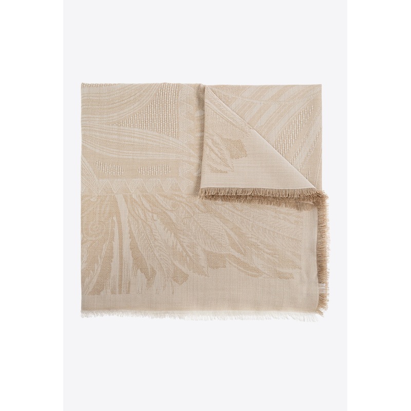 Wool and Silk Square Scarf Cream Onesize