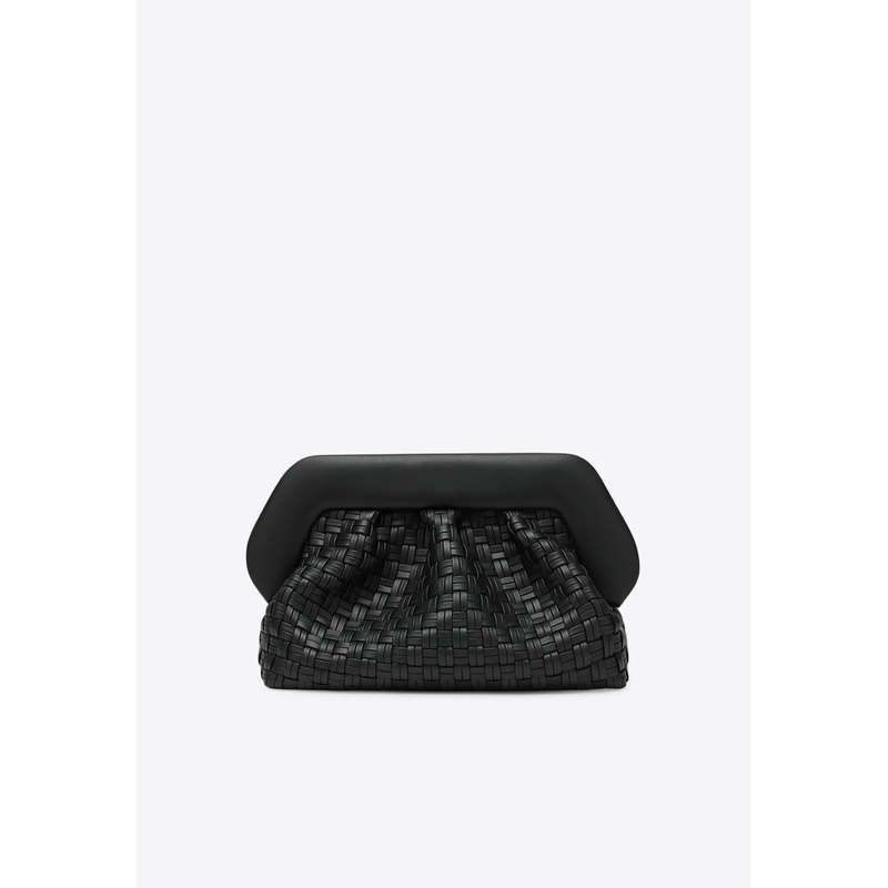 Woven Bios Leather Clutch Bag Black Onesize
