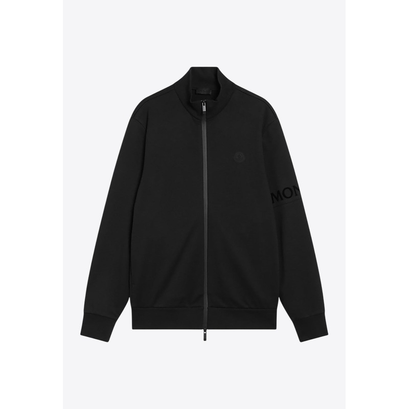 Zip-Up Sweatshirt with Logo-Patch Black mrtwstd_M