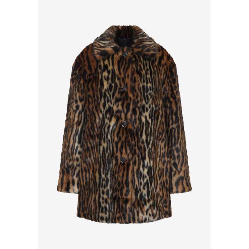 Animal Print Faux-Fur Coat Brown wrtwit_IT 38