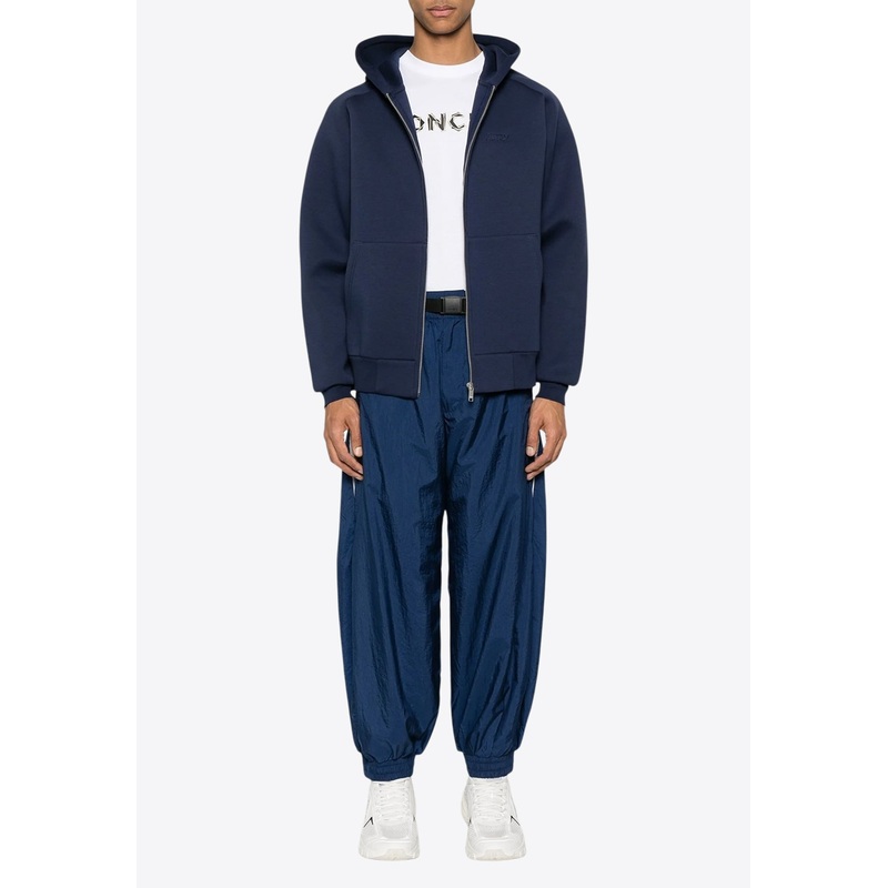 Debossed Logo Zip-Up Hooded Sweatshirt Navy mrtwstd_XS