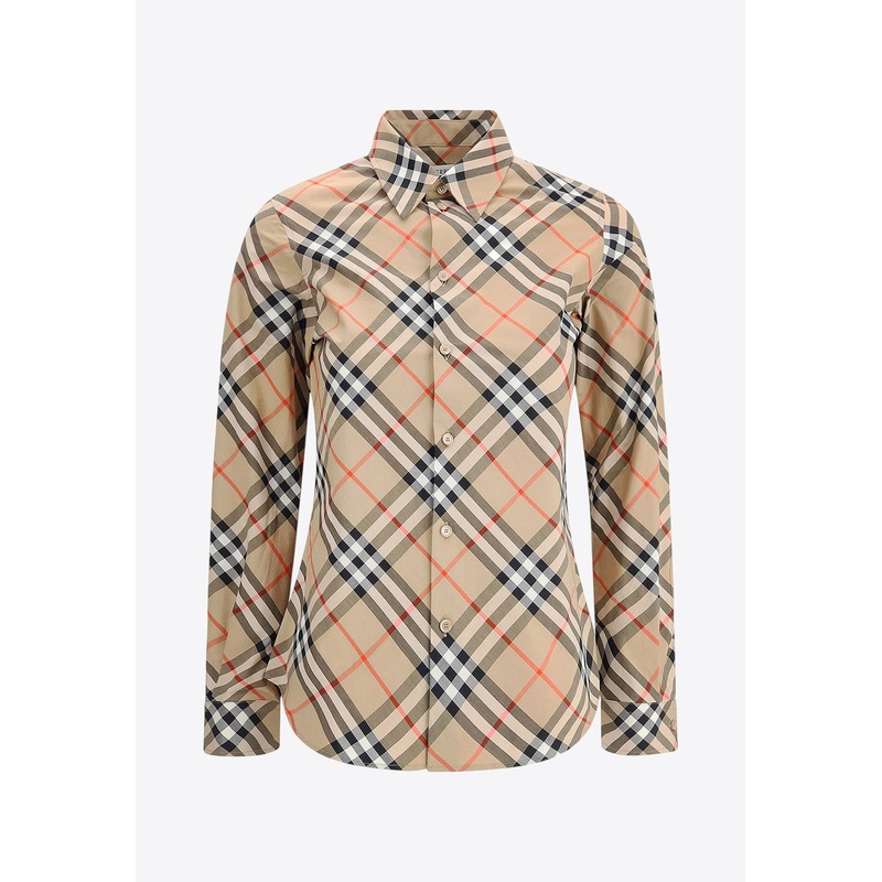 Vintage Check Long-Sleeved Shirt Beige wrtwuk_UK 6