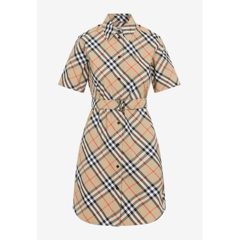 Vintage Check Mini Shirt Dress Beige wrtwuk_UK 4
