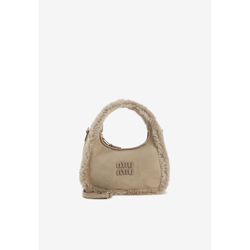 Wander Shearling Hobo Bag Sand Onesize
