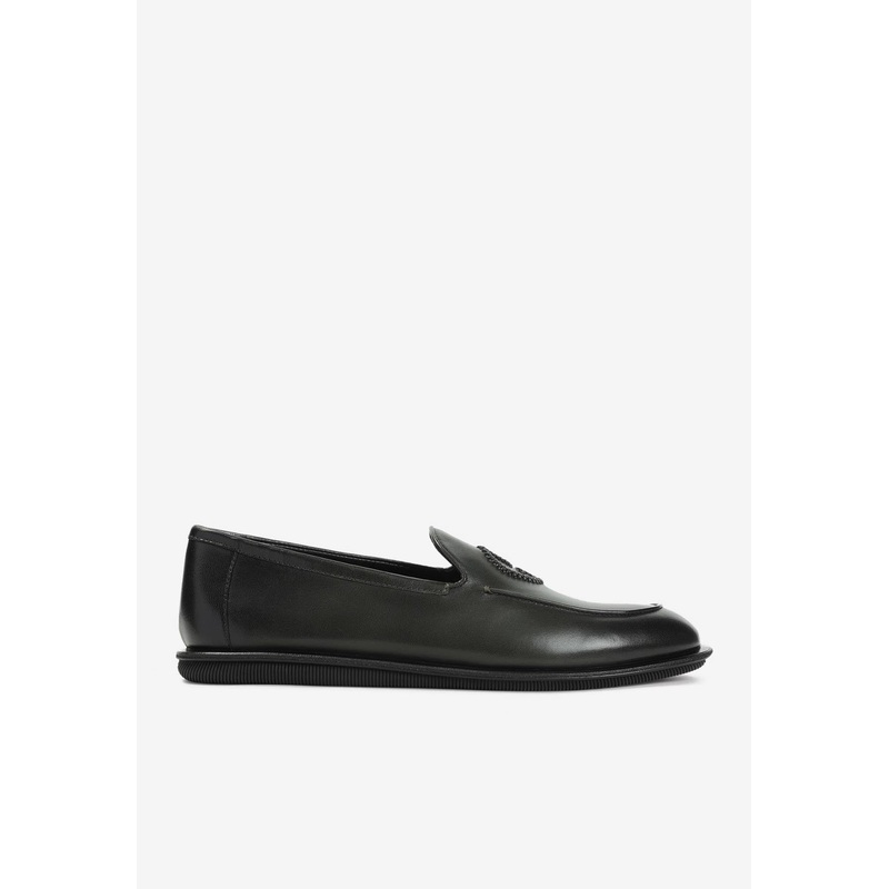 Weaved Logo Nappa Leather Loafers Dark Green mshoesuk_UK 7