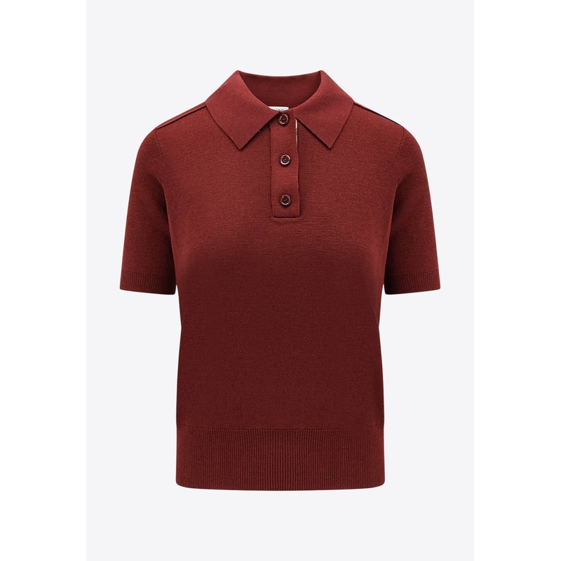 Wool Knit Polo T-shirt Bordeaux wrtwstd_S