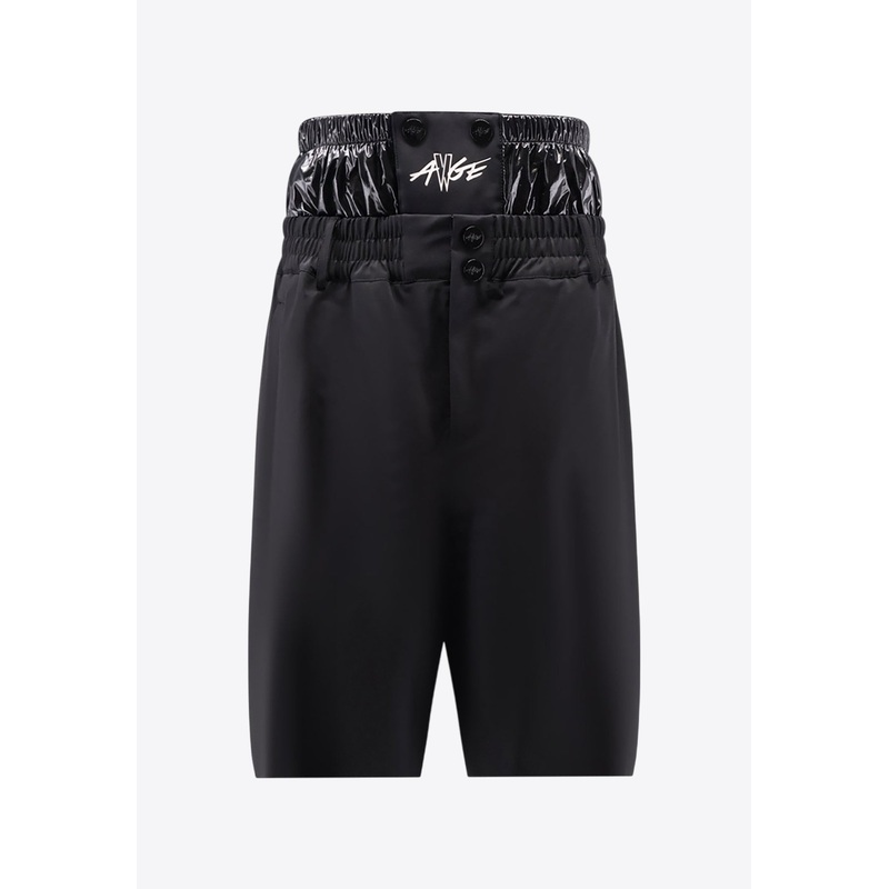 X A$AP Rocky Logo Print Oversized Shorts Black mrtwit_IT 46