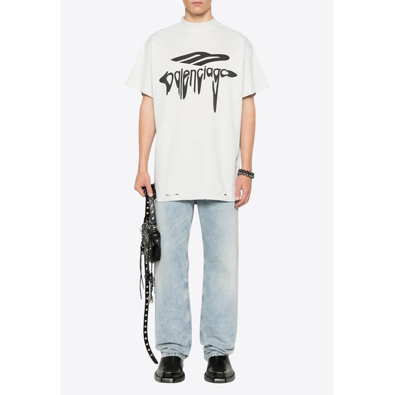 3B Liquified Logo Print T-shirt White mrtwstd_1