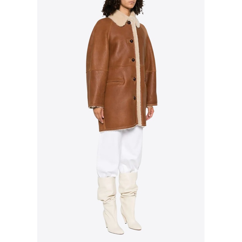 Berthie Shearling and Leather Jackets Cognac wrtwfr_FR 36