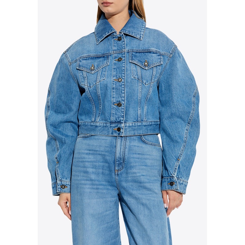 Buttoned Denim Jacket Blue wrtwfr_FR 34