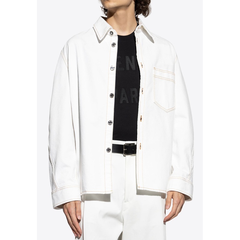 Buttoned Denim Shirt White mrtwstd_XS