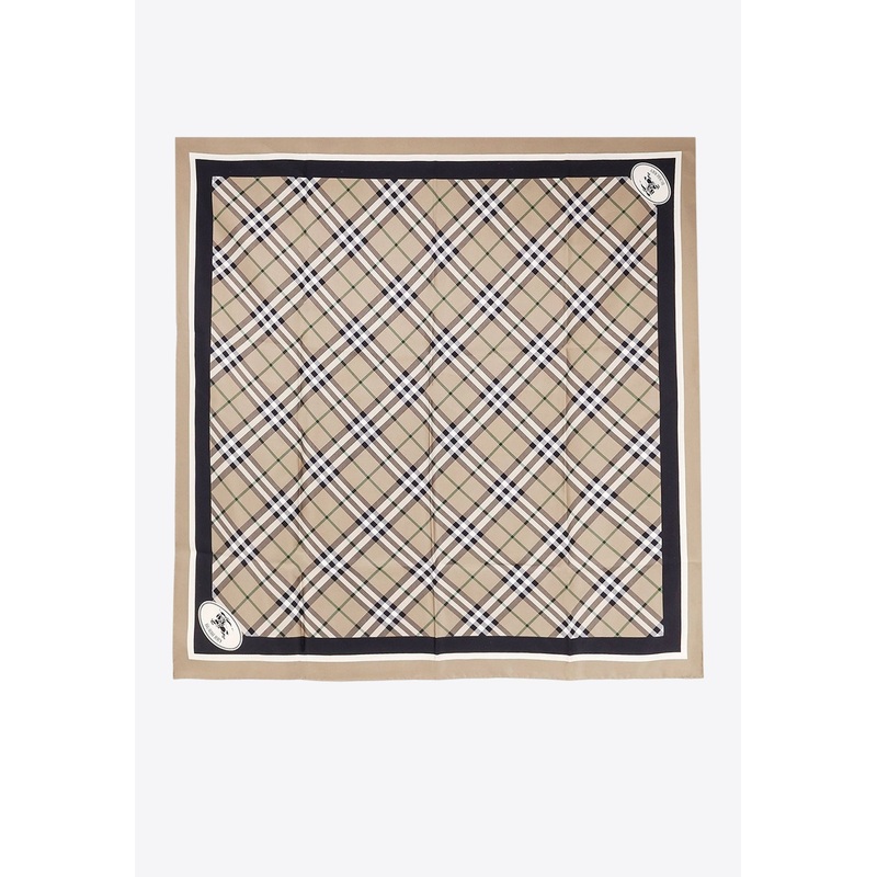 Checked Squared Scarf Brown Onesize