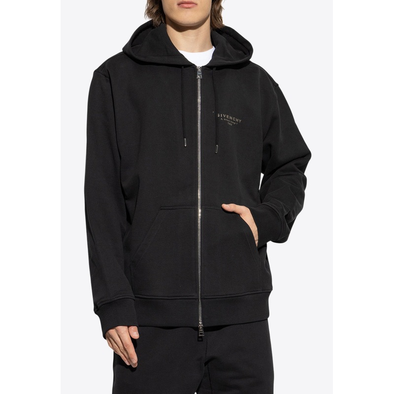 Logo-Patched Zipped Hoodie Black mrtwstd_XS