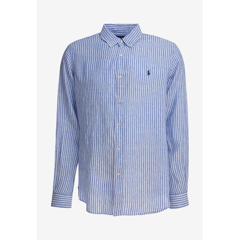 Striped Long-Sleeved Linen Shirt Light Blue mrtwstd_S