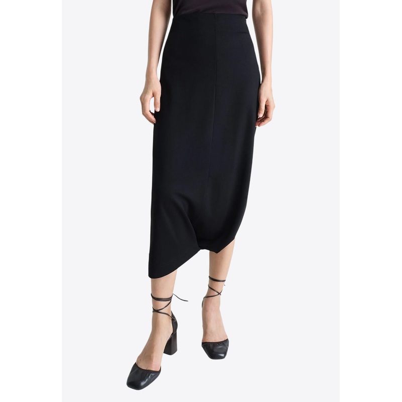 Twisted-Hem Midi Skirt Black wrtwstd_XS