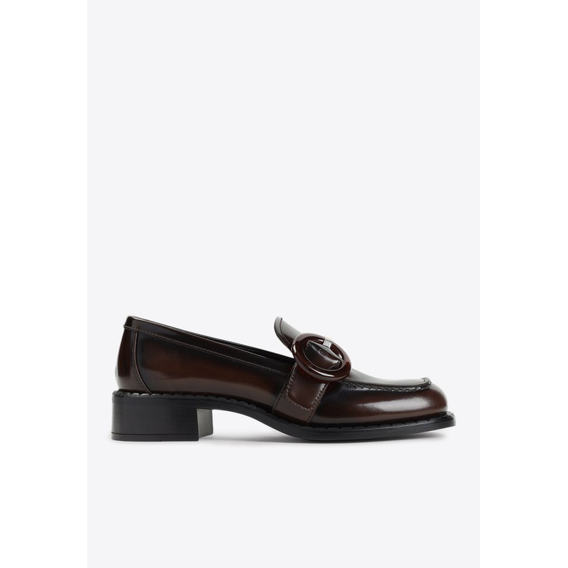 Brushed Leather Loafers Brown wshoeseu_EU 36