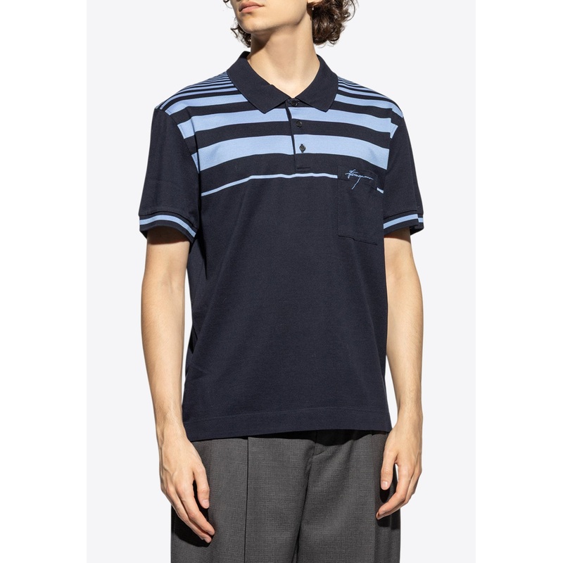 Striped Logo Polo T-shirt Navy mrtwstd_S