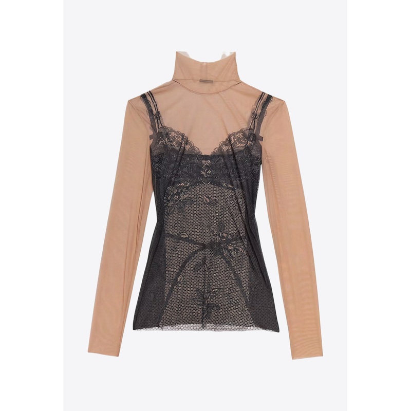Trompe L’oeil Lingerie High-Neck Top Black wrtwstd_S