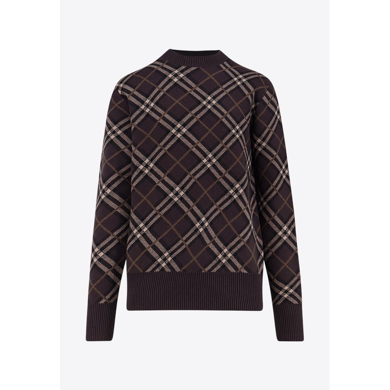 Wool and Cashmere Checked Sweater Brown mrtwstd_M